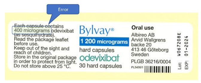 Class 4 Medicines Defect Information Albireo AB Bylvay 1200 
