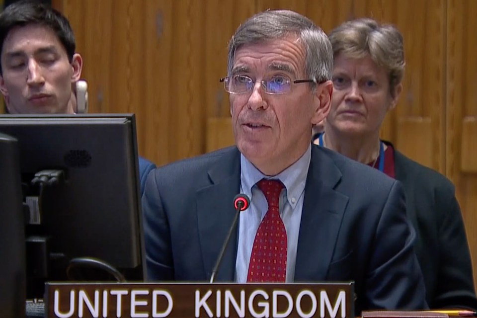Minister for Americas and the Caribbean David Rutley speaks at UN Security Council