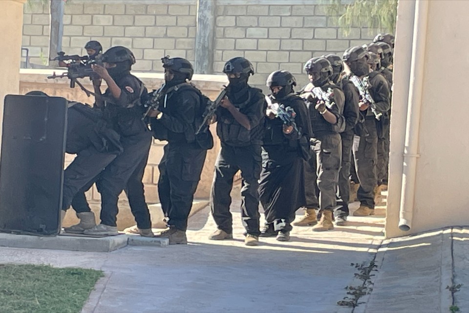Somali security forces take part in a UK-funded training exercise.