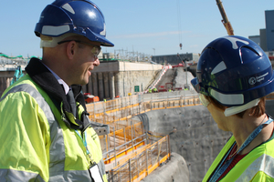 Environment Agency officers look over construction at Hinkley Point C