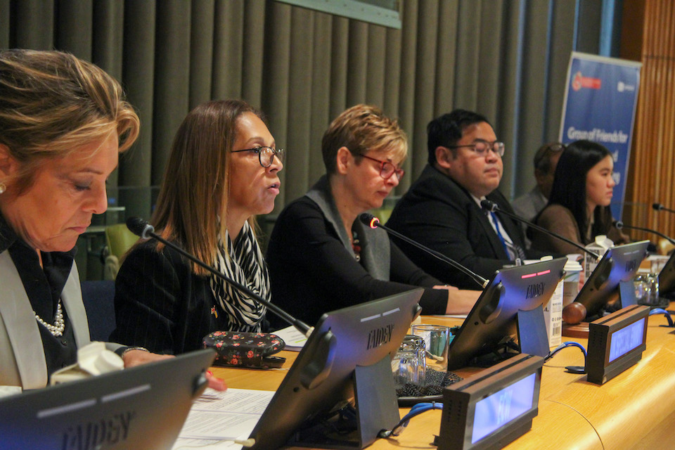 Prime Minister's Special Envoy for Girls’ Education Helen Grant speaking at the UN on International Day of Education