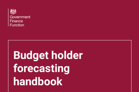 Обложка руководства: пурпурный фон с логотипом GFF и текстом «Руководство по прогнозированию для держателей бюджета».