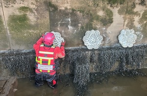 Images shows Living Seawalls Panels being installed at Whitby