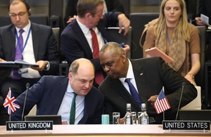 UK Defence Secretary Ben Wallace pictured today with US Secretary of Defense Lloyd Austin