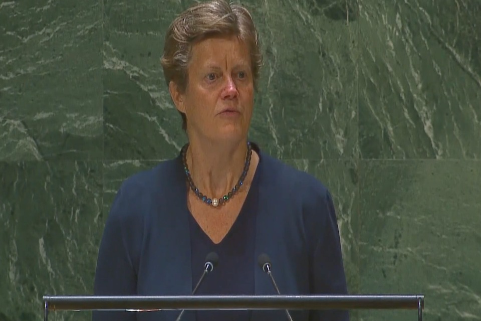 Ambassador Barbara Woodward speaks at UN General Assembly