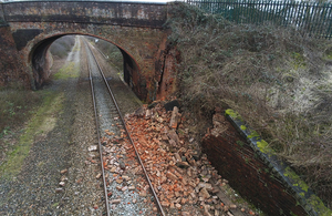 Yarnton Road (also known as Cassington Road) bridge, following partial failure of a wingwall.