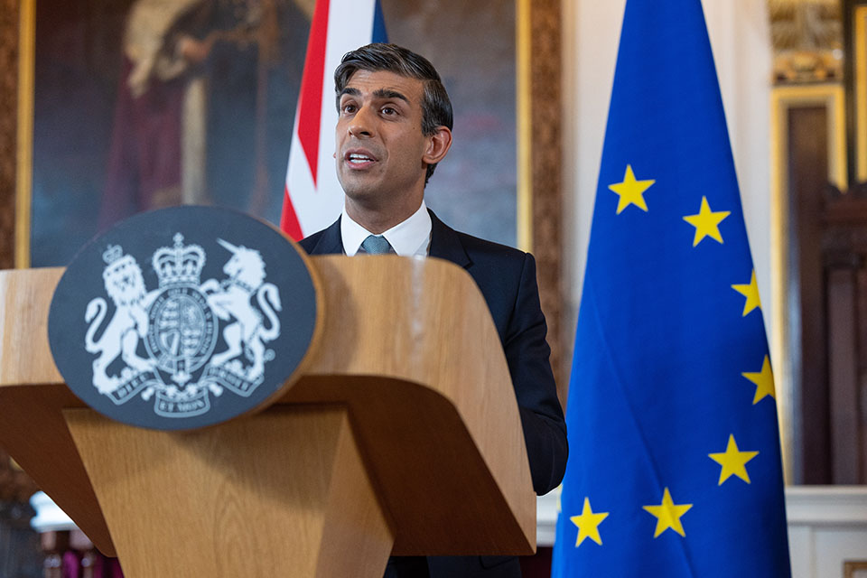 The Prime Minister Rishi Sunak holds a joint press conference with the President of the European Commission Ursula von der Leyen in Windsor Guildhall.