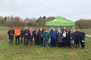 Partners gathered to celebrate the completion of the natural flood management project at Grassmoor Country Park