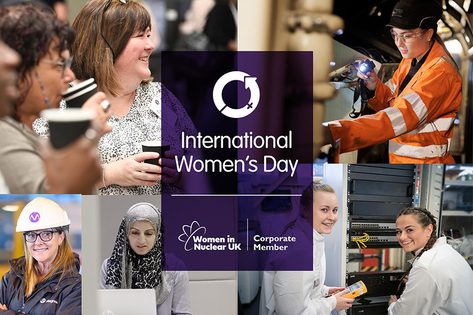 montage of female employee across the NDA group with international women's day logo overlaid 