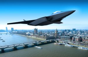 Next-generation fighter jet concept image above London