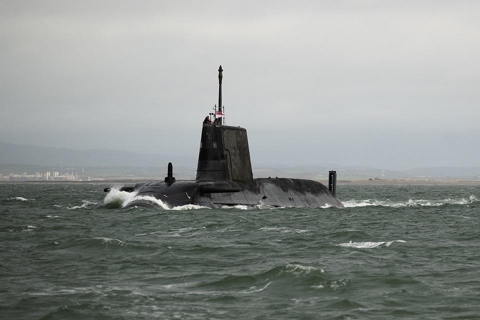 HMS Anson departs Barrow in Furness