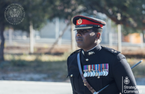 An Officer from the first battalion Duke of Lancaster’s Regiment participates in the final inspection parade in Episkopi, Cyprus.