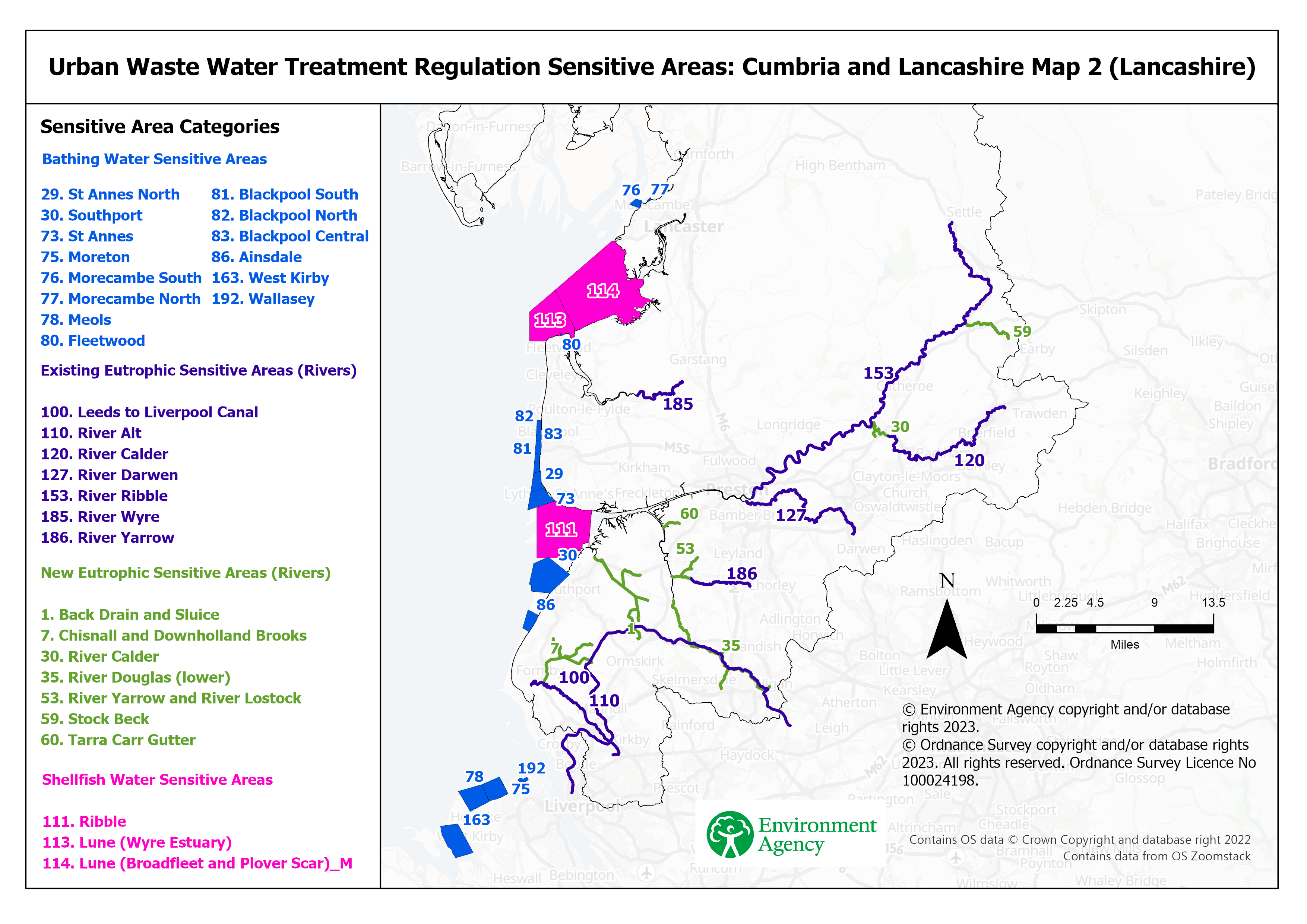 Sensitive areas Cumbria and Lancashire map 2 (Lancashire)