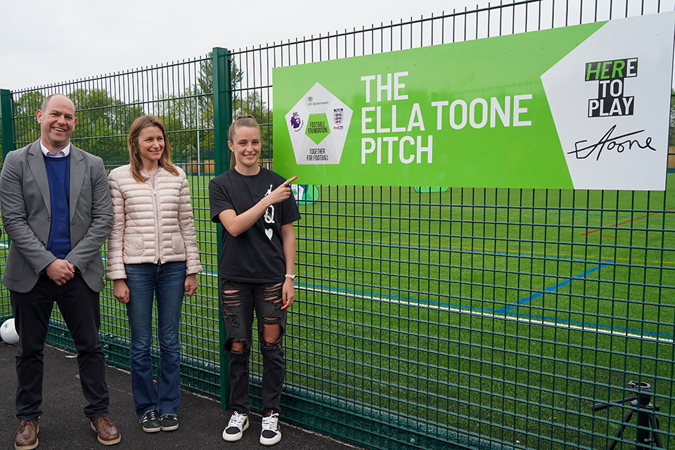New football pitch named for star Lioness Ella Toone as government launches thousands of new grassroots sports facilities to get more people active