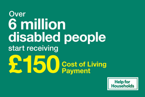 6 million disabled people will start recieving a £150 cost of living payment
