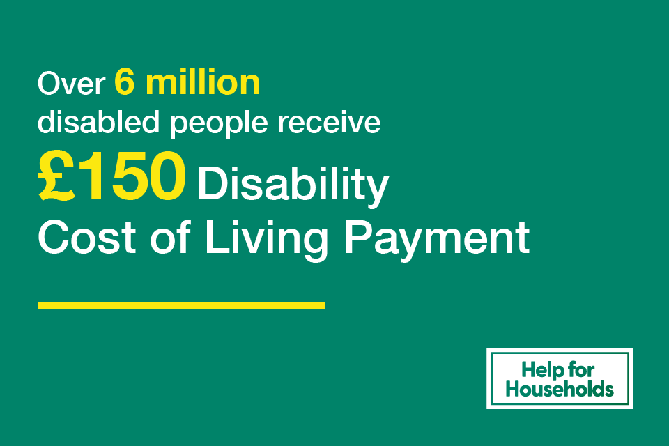 Over six million disabled people receive £150 Cost of Living payment
