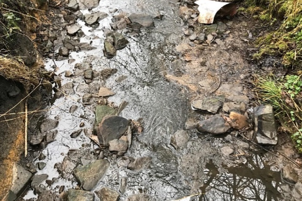 Image shows the impact on the watercourse