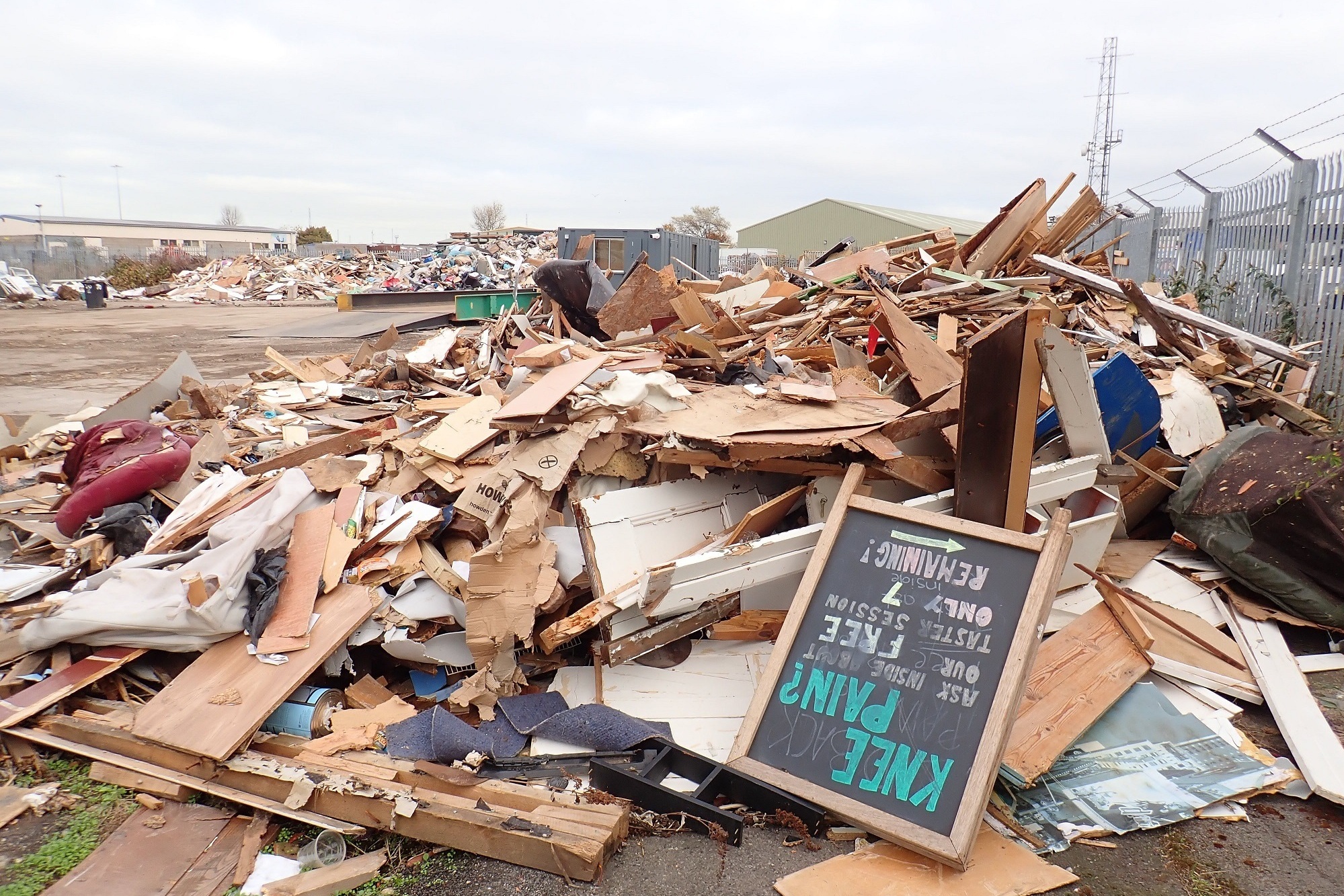 Image shows piles of mixed waste on the land in Middlesbrough