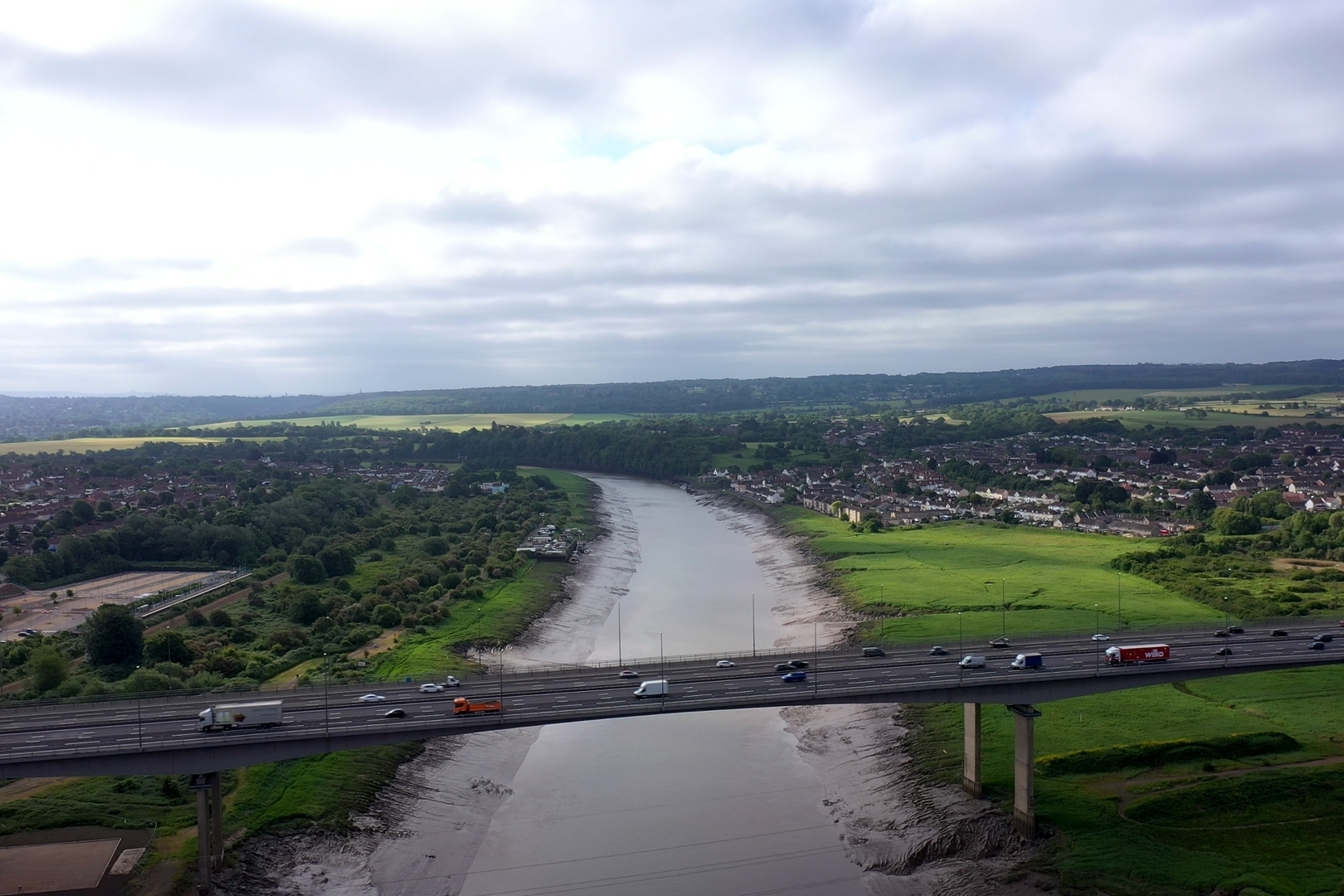 Images shows the Coast Path crossing the Avonmouth Motorway Bridge between Bristol and North Somerset