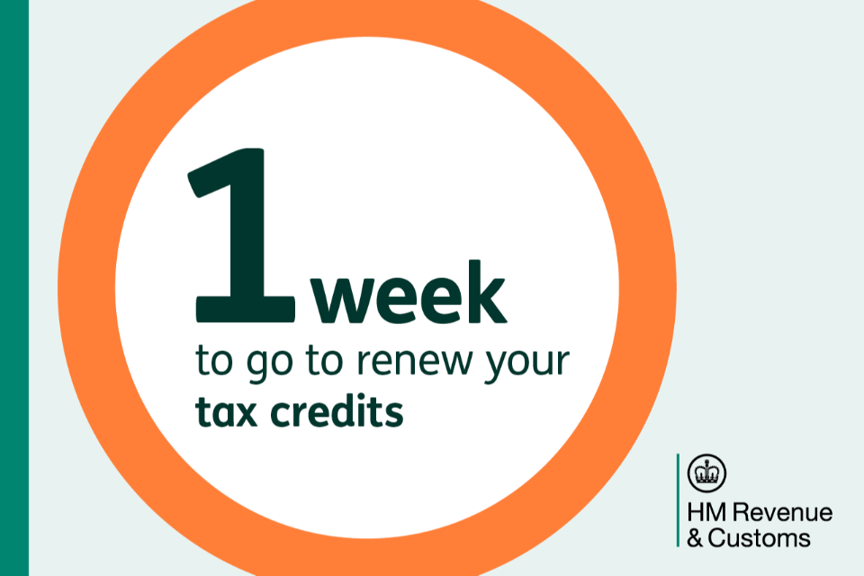 One week left to renew your tax credits, HMRC warns