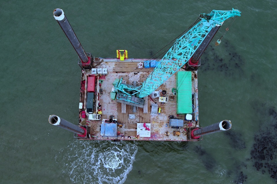 Divers complete underwater operation off the north east, England coastline
