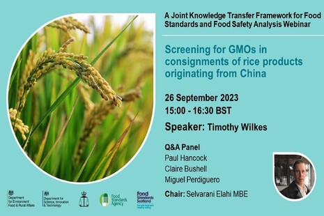 Slide with webinar details and image of rice