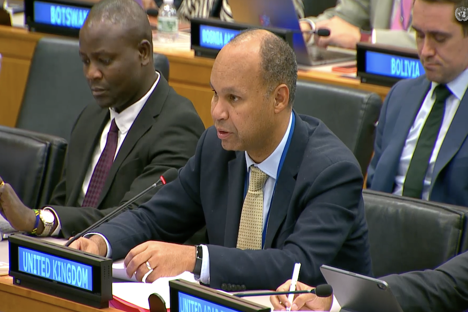 Ambassador James Kariuki speaks at UN Second Committee