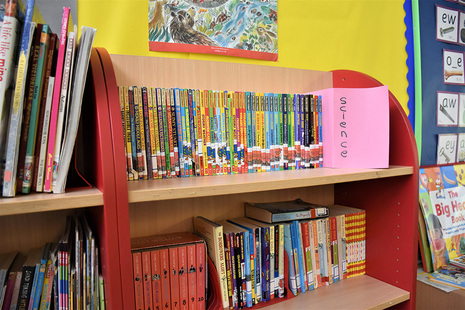 Bookshelf in a school