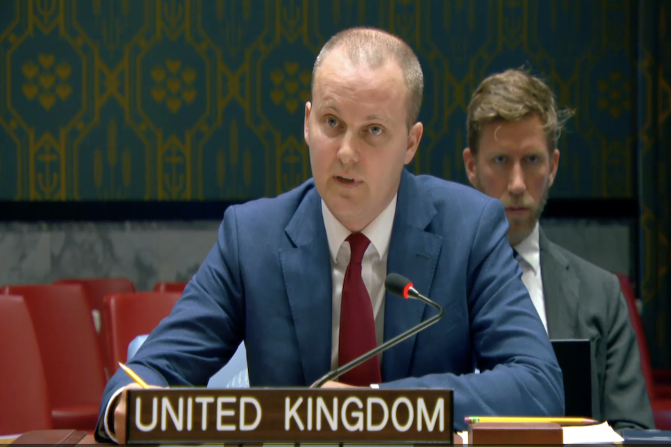Fergus Eckersley, UK Political Coordinator, speaks at the UN Security Council