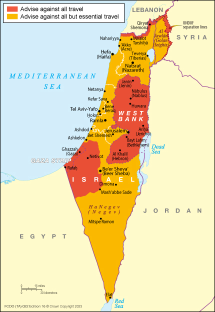 any travel advisories for israel