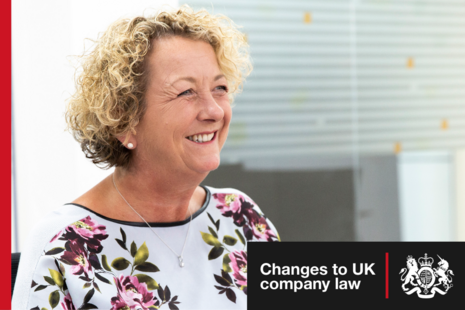 Louise Smyth, Chief Executive of Companies House. Text reads: Changes to UK company law 