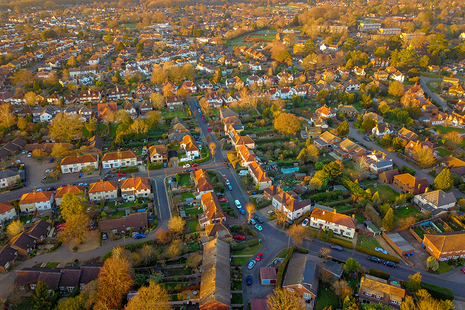 aerial view of housing