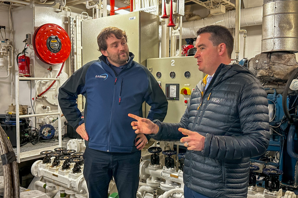 Minister Davies visits Bangor University research ship as it undergoes green retrofit