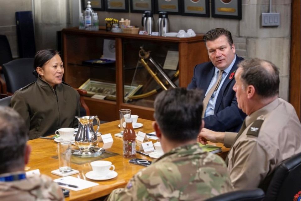 Close defence ties with US reaffirmed as minister visits British aircraft carrier off the coast of Virginia