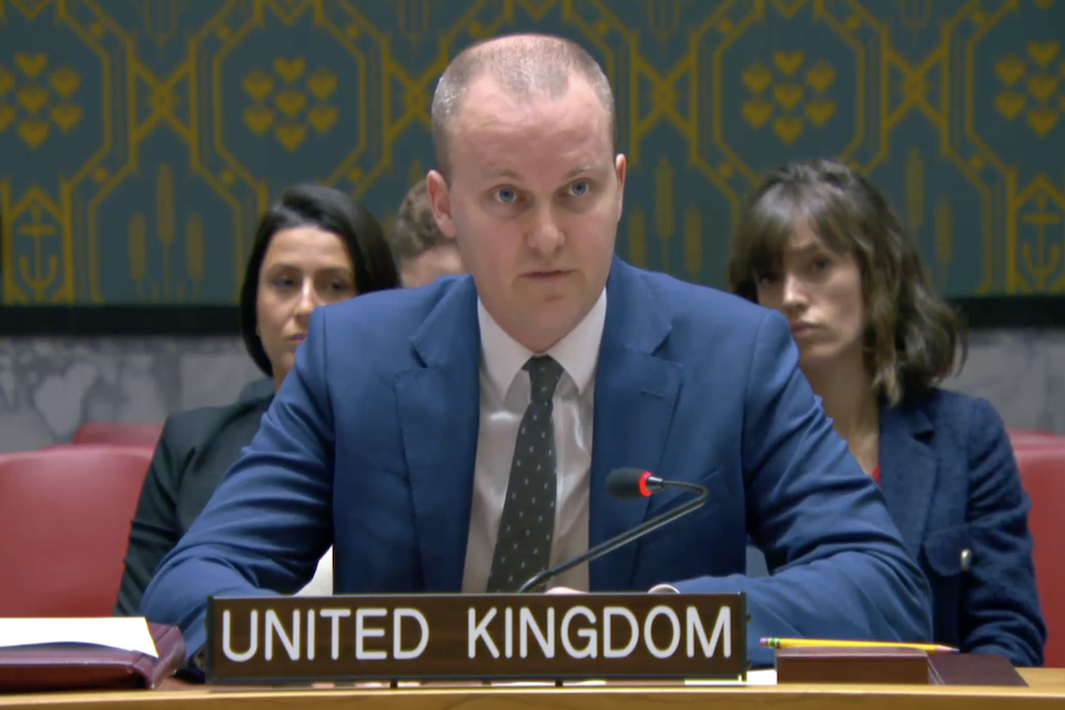 Fergus Eckersley, UK Political Coordinator, speaks at the UN Security Council