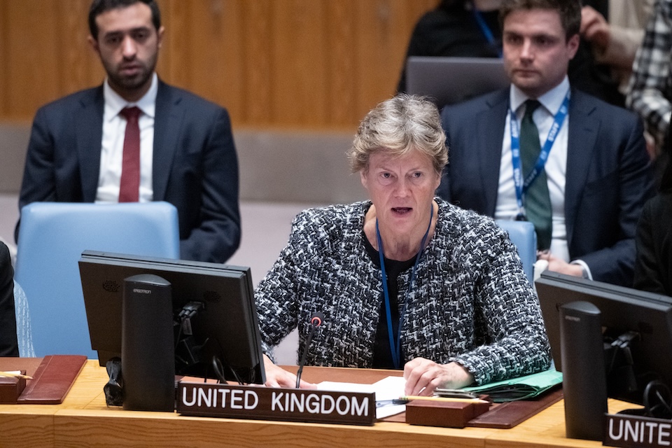 Ambassador Barbara Woodward speaks at UN Security Council
