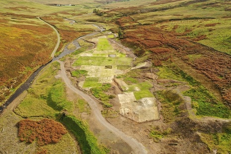 Aerial photo of newly sown plots of land at Great Eggleshope