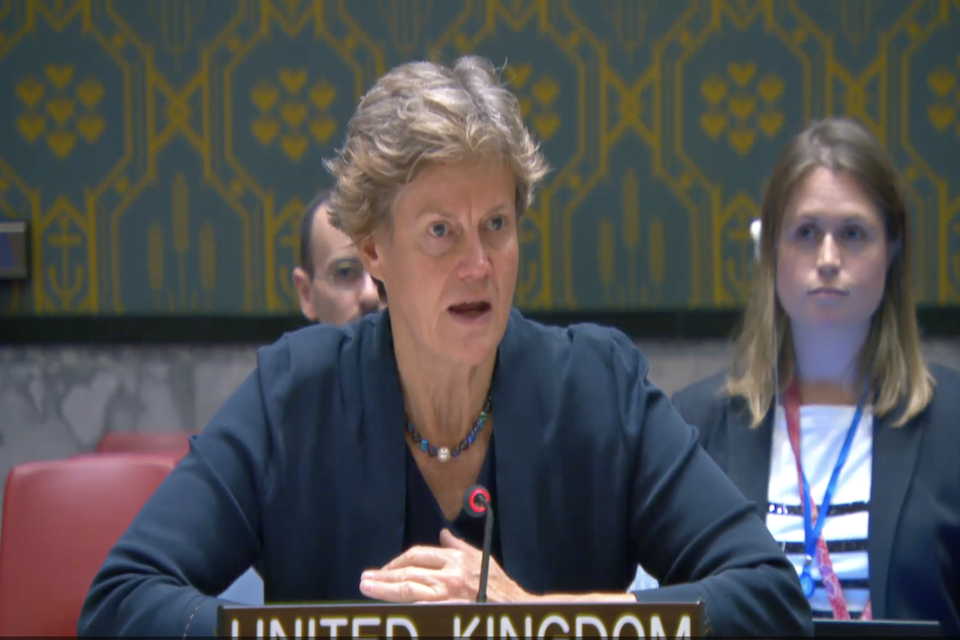 Ambassador Barbara Woodward at the Security Council meeting