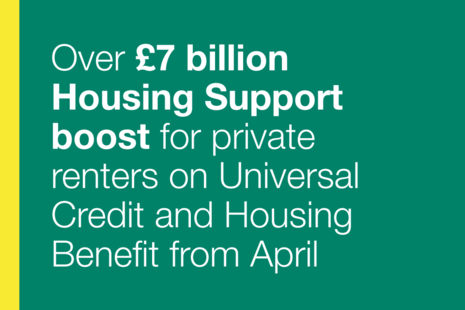 Over 7 Billion pounds housing support for private renters on universal credit and housing benefit from april