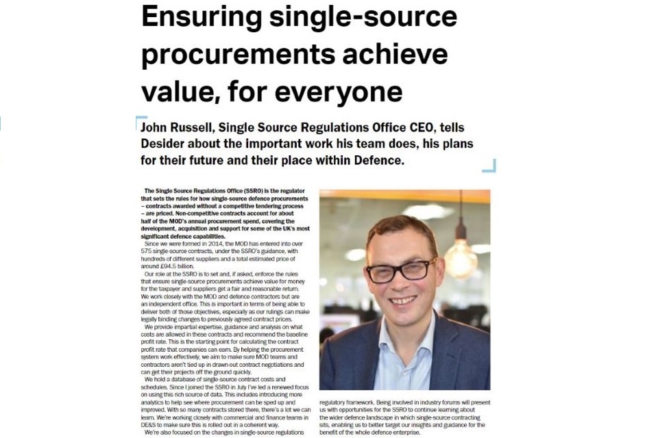 Chief Executive's interview in Desider magazine