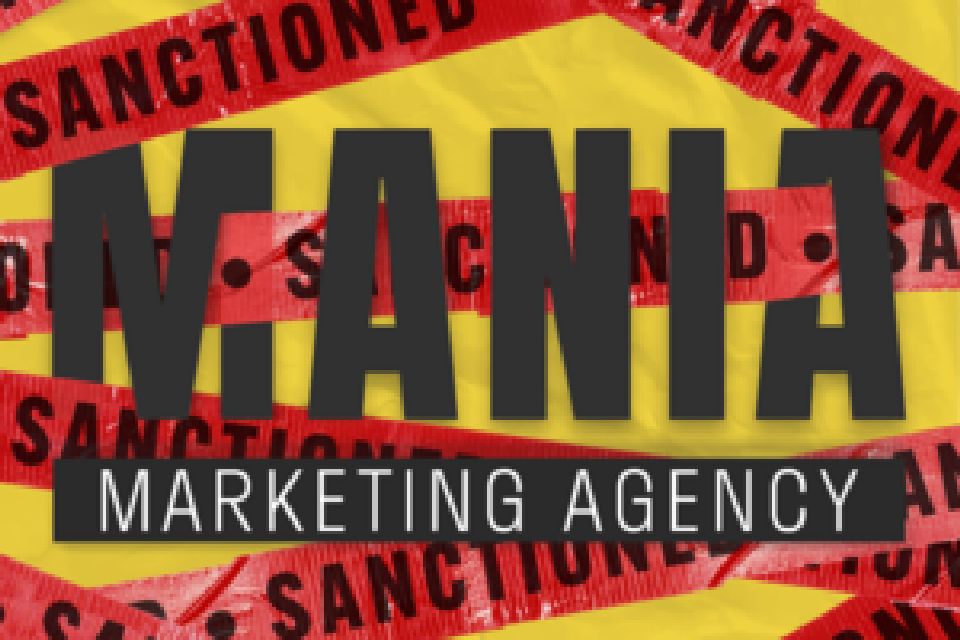 Graphic - red tapes stating SANCTIONED, MEDIA Marketing Agency