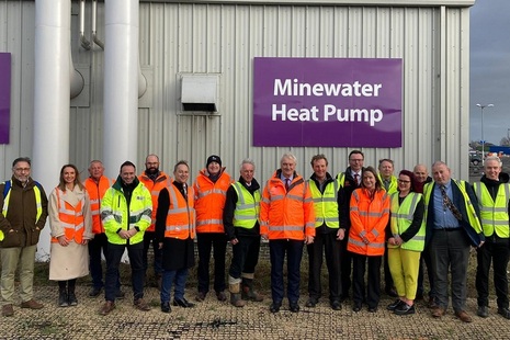 Minister for Energy Security and Net Zero, Graham Stuart, pictured with members of the Coal Authority, Gateshead Council and other key stakeholders at the Gateshead mine water heat network