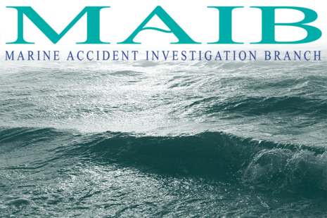 MAIB logo with a sea background