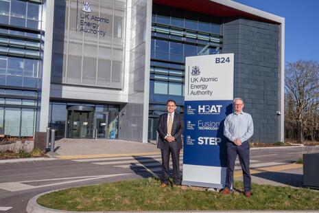 Ian Castillo, Canadian Nuclear Laboratories (left) and Stephen Wheeler, UKAEA Executive Director, at UKAEA’s Culham Campus, Oxfordshire, United Kingdom.
