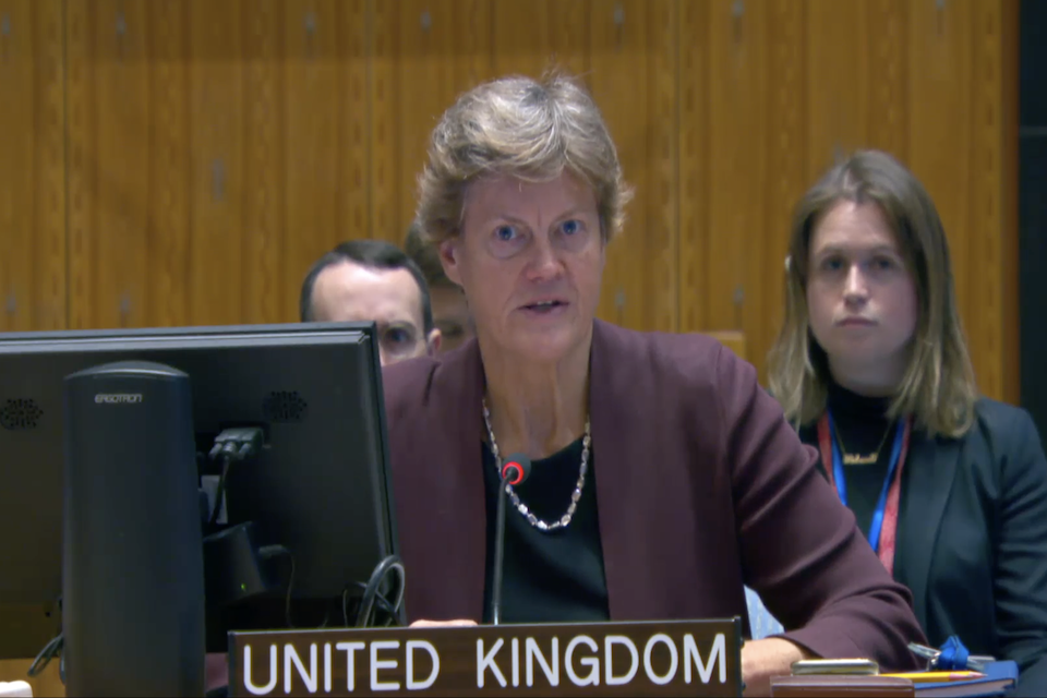 Ambassador Barbara Woodward at the Security Council meeting