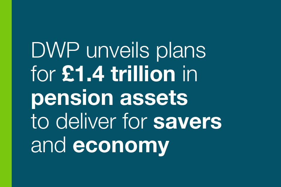 DWP unveils plans for £1.4 trillion in pension assets to deliver for savers and economy  
