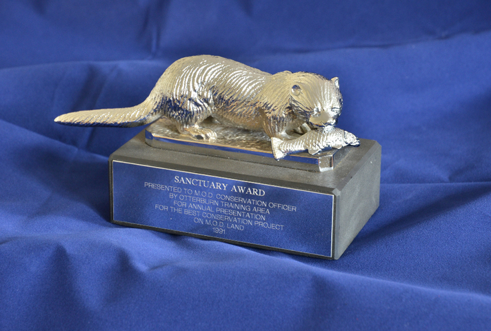 The Silver Otter trophy, presented this year to Maj (Ret’d) Nigel Lewis. Guy Salkeld / Crown Copyright.