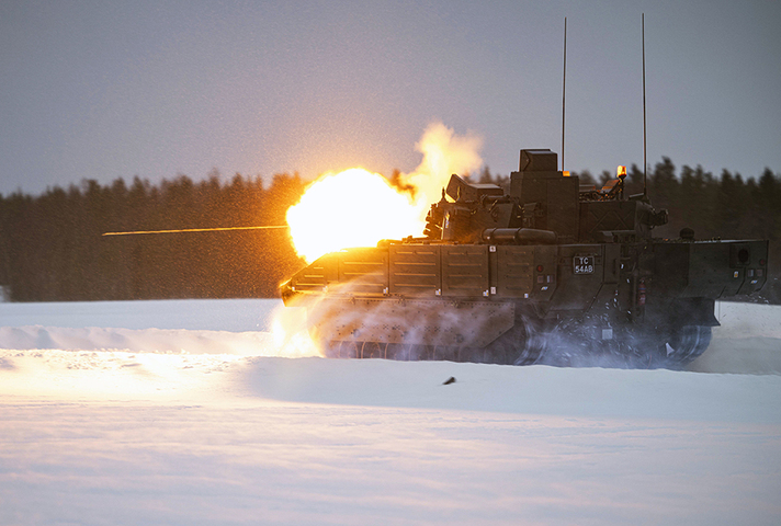 Ajax on the Rangers during testing in extreme weather conditions in Sweden. MOD Crown Copyright 2024.