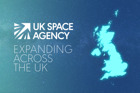 UK Space Agency. Expanding across the UK. (graphic of UK map).