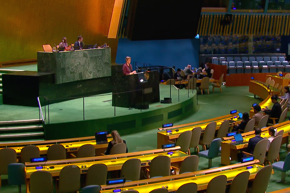 Ambassador Barbara Woodward at the UN General Assembly debate on Gaza